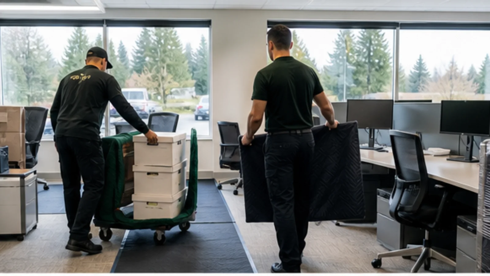 A Perfect Mover crew walking through an office during a commercial move